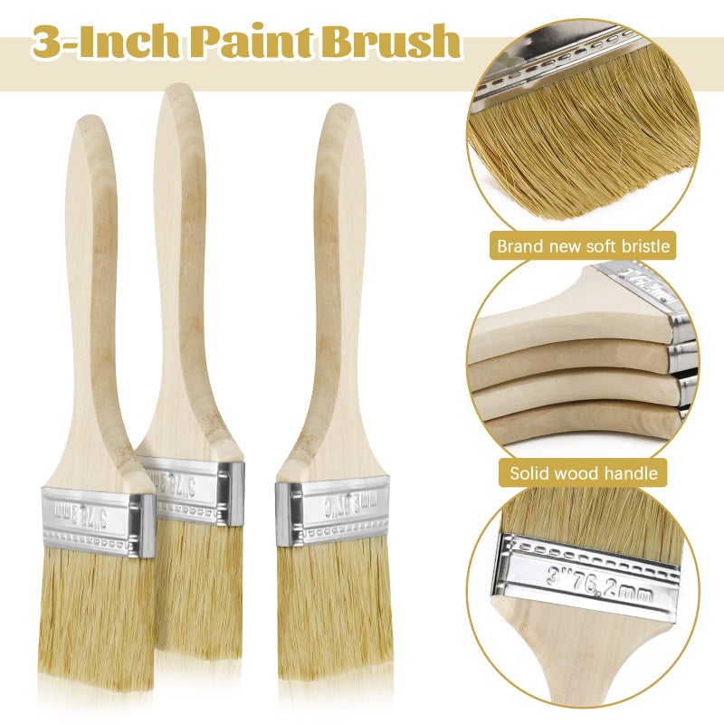 UPlama Paint and Chip Paint Brushes for Paint, Stains, Varnishes, Watercolor, Wood, Wall, Furniture-Brush Cleaner (36, 3 inch) - Image 3